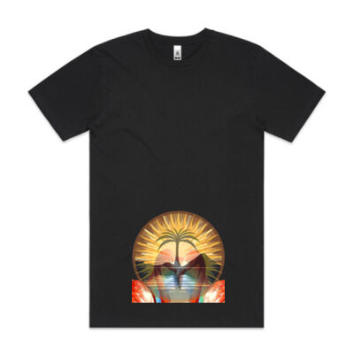 Tropical Flamingo Heart Sunset Merch - Block Tubular Tee Thumbnail