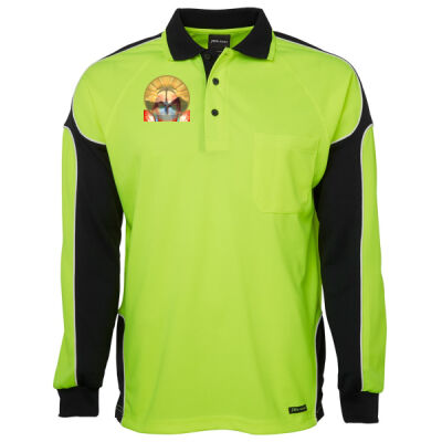 Tropical Flamingo Heart Sunset Merch - HV 4602.1 L/S Arm Panel Polo Thumbnail