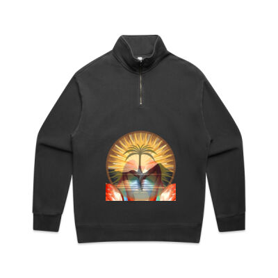 Tropical Flamingo Heart Sunset Merch - Relax Faded Half Zip Thumbnail