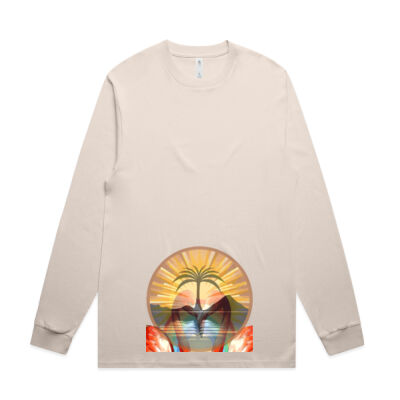 Tropical Flamingo Heart Sunset Merch - Block L/S Tee Thumbnail