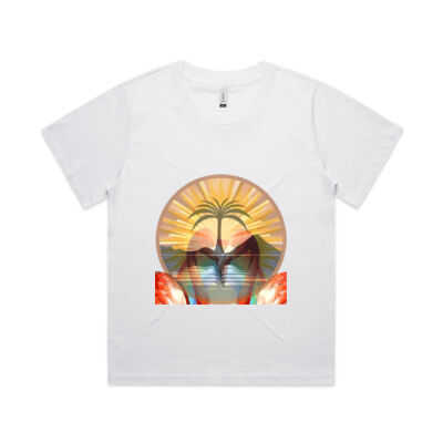 Tropical Flamingo Heart Sunset Merch - Wo's Martina Tee  Thumbnail