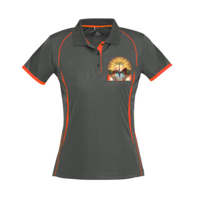 Tropical Flamingo Heart Sunset Merch - Womens Razor Short Sleeve Polo Thumbnail