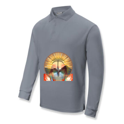 Tropical Flamingo Heart Sunset Merch - Kids Sun Smart Long Sleeve Polo Thumbnail