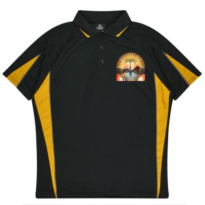 Tropical Flamingo Heart Sunset Merch - Eureka Mens Polos Thumbnail