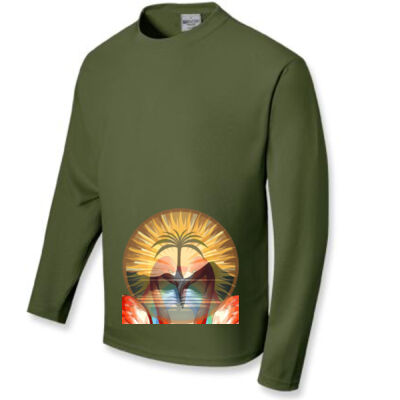 Tropical Flamingo Heart Sunset Merch - Unisex Adults Sun Smart Long Sleeve Tee Shirt Thumbnail