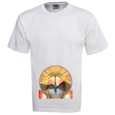 Tropical Flamingo Heart Sunset Merch - Premium Pre-Shrunk Cotton T-Shirt  Thumbnail
