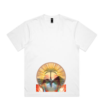 Tropical Flamingo Heart Sunset Merch - Box Tee Thumbnail