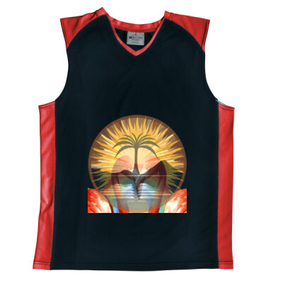 Tropical Flamingo Heart Sunset Merch - Mens Basketball Singlet Thumbnail