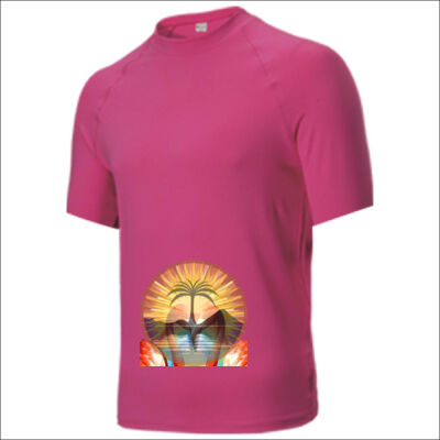 Tropical Flamingo Heart Sunset Merch -  Adults Short Sleeve Rashie Thumbnail