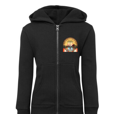 Tropical Flamingo Heart Sunset Merch - P/C FULL ZIP HOODIE - Kids Thumbnail