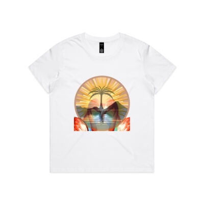 Tropical Flamingo Heart Sunset Merch - Wo's Maple Minus Tee [-8cm] Thumbnail