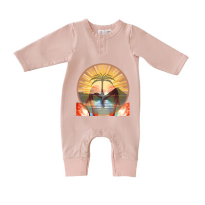 Tropical Flamingo Heart Sunset Merch - Baby Growsuit Thumbnail