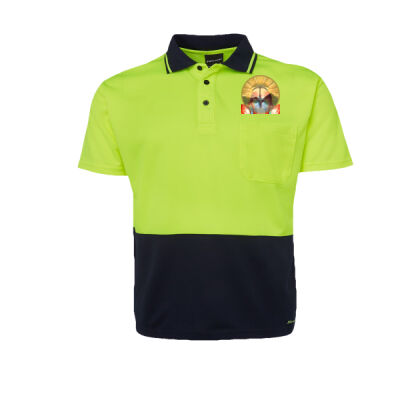 Tropical Flamingo Heart Sunset Merch - Hi Vis Non Cuff Traditional Polo - Kids Thumbnail
