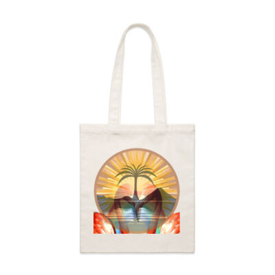 Tropical Flamingo Heart Sunset Merch - Hemp Tote Thumbnail