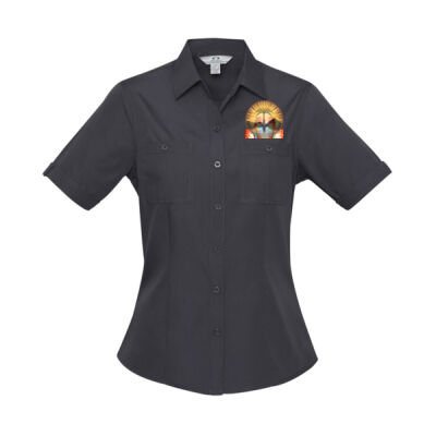 Tropical Flamingo Heart Sunset Merch - Womens Bondi Short Sleeve Shirt Thumbnail