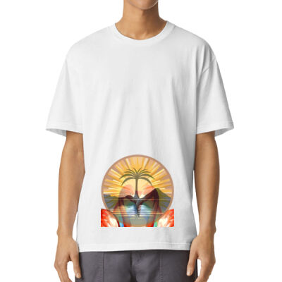 Tropical Flamingo Heart Sunset Merch - Sueded Unisex Crewneck T-Shirt Thumbnail