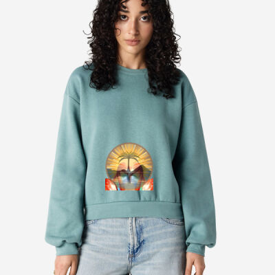 Tropical Flamingo Heart Sunset Merch - Women's Classic Crewneck Sweatshirt Thumbnail