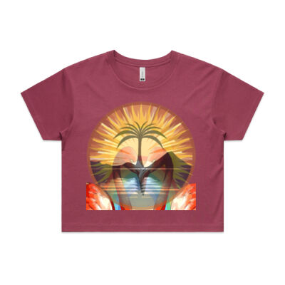 Tropical Flamingo Heart Sunset Merch - BYO (Bring Your Own) - Crop Tee Thumbnail