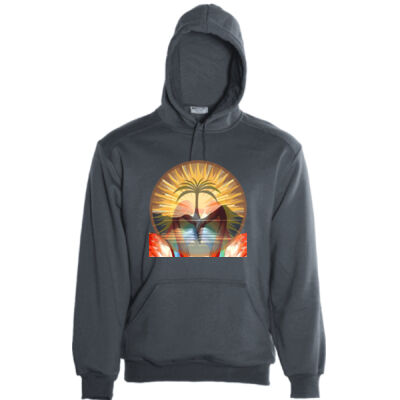 Tropical Flamingo Heart Sunset Merch - Unisex Adults Pull Over Hoodie Thumbnail
