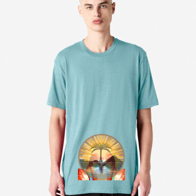 Tropical Flamingo Heart Sunset Merch - CVC Unisex T-Shirt Thumbnail