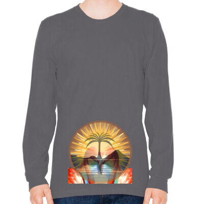 Tropical Flamingo Heart Sunset Merch - Fine Jersey Unisex Long Sleeve T-Shirt Thumbnail
