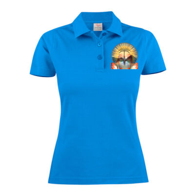 Tropical Flamingo Heart Sunset Merch - Surf Women's Cotton Polo Thumbnail