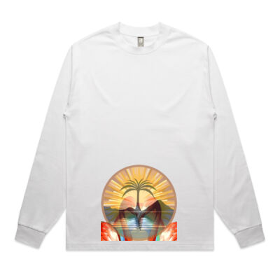 Tropical Flamingo Heart Sunset Merch - Mens Heavy L/S Tee Thumbnail