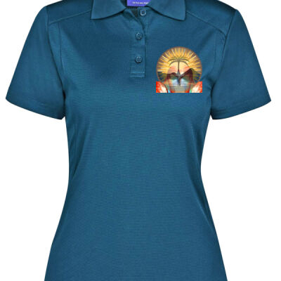 Tropical Flamingo Heart Sunset Merch - LUCKY BAMBOO POLO Ladies Thumbnail