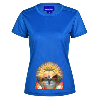 Tropical Flamingo Heart Sunset Merch - Rapidcool Ultra Light Tee Shirt Ladies Thumbnail