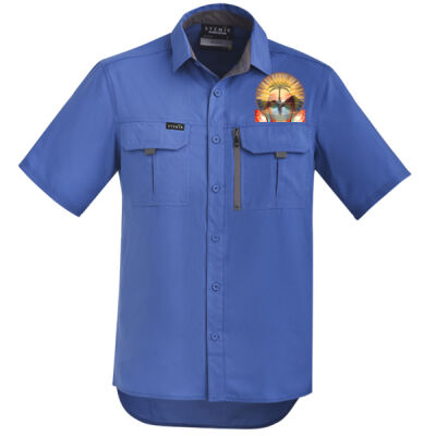 Tropical Flamingo Heart Sunset Merch - Mens Outdoor Short Sleeve Shirt Thumbnail