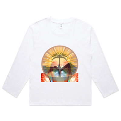 Tropical Flamingo Heart Sunset Merch - Wo's Martina L/S Tee Thumbnail