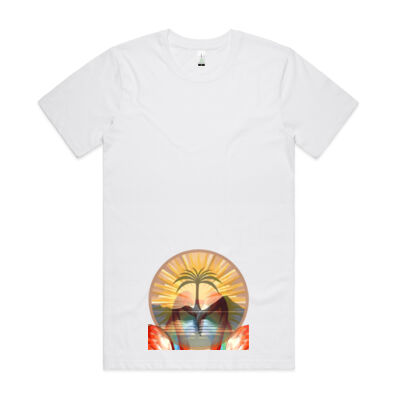 Tropical Flamingo Heart Sunset Merch - Organic Tee Thumbnail