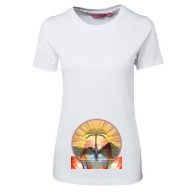 Tropical Flamingo Heart Sunset Merch - JB's  Ladies Tee Thumbnail