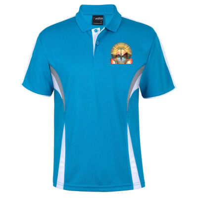 Tropical Flamingo Heart Sunset Merch - Podium Cool Polo Thumbnail