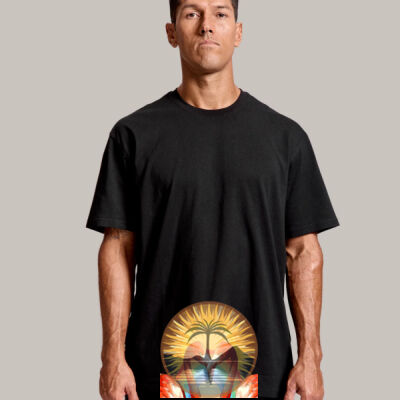 Tropical Flamingo Heart Sunset Merch - Simple Tee Hemp - UNISEX  Thumbnail