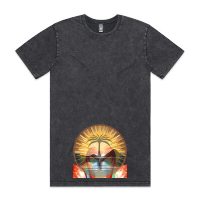 Tropical Flamingo Heart Sunset Merch - Stonewash Staple Tee Thumbnail