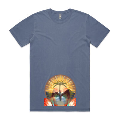 Tropical Flamingo Heart Sunset Merch - Mens Faded Tee Thumbnail