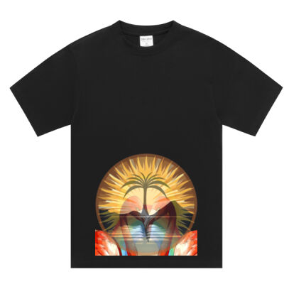 Tropical Flamingo Heart Sunset Merch - Shaka Wear Max Heavyweight S/S Thumbnail
