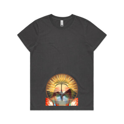 Tropical Flamingo Heart Sunset Merch - Faded Tee Thumbnail