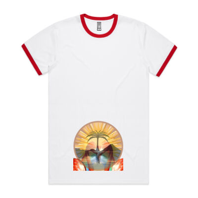 Tropical Flamingo Heart Sunset Merch - Men's Ringer Tee Thumbnail