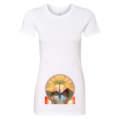 Tropical Flamingo Heart Sunset Merch - Ladies CVC Crew Thumbnail