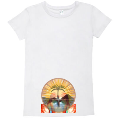 Tropical Flamingo Heart Sunset Merch - Ladies Modern Fit Tee Thumbnail