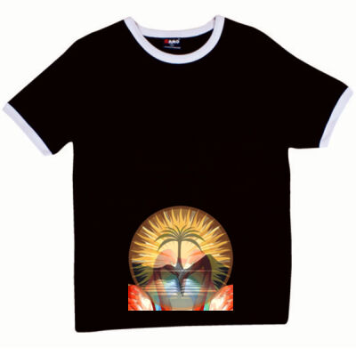 Tropical Flamingo Heart Sunset Merch - Ringer Unisex Tee Thumbnail