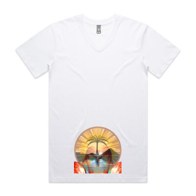 Tropical Flamingo Heart Sunset Merch - V-Neck Tee Thumbnail
