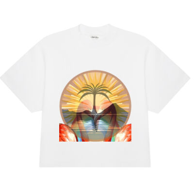 Tropical Flamingo Heart Sunset Merch - Shaka Wear Max Heavyweight Oversized S/S Thumbnail