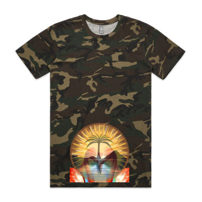 Tropical Flamingo Heart Sunset Merch - Camo Staple Tee  Thumbnail