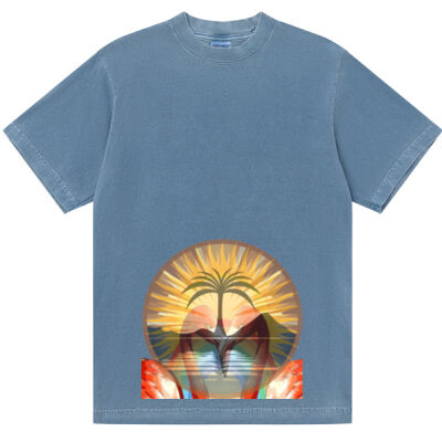 Tropical Flamingo Heart Sunset Merch - Shaka Wear Max Heavyweight Garment Dye Thumbnail