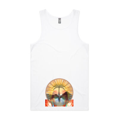 Tropical Flamingo Heart Sunset Merch - Lowdown Singlet  Thumbnail