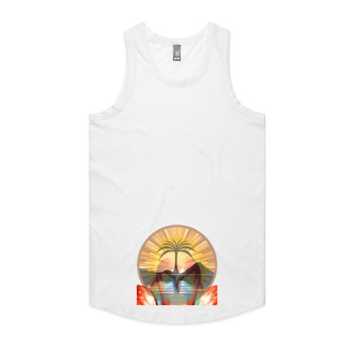 Tropical Flamingo Heart Sunset Merch - Authentic Singlet Thumbnail