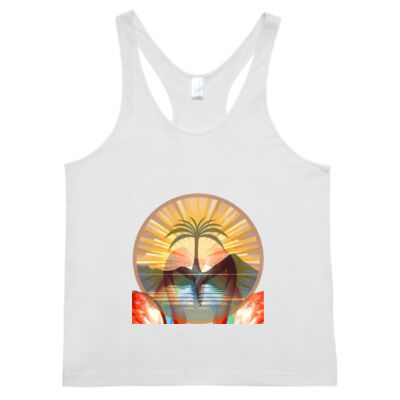 Tropical Flamingo Heart Sunset Merch - T-back Singlet Thumbnail